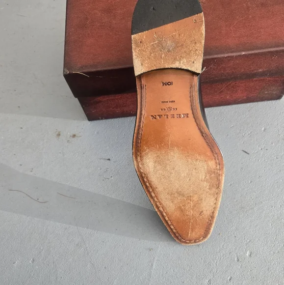 Mezlan Mens Calf Leather Slip Ons W Stretch Tie On One Side Worn Maybe Twice 10 - Picture 4 of 5